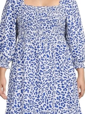 New Women's Long Sleeve Square Neck Mini Dress from The Get animal print 3X